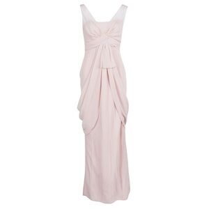 White by Vera Wang Crinkled Chiffon Draped Maxi Dress